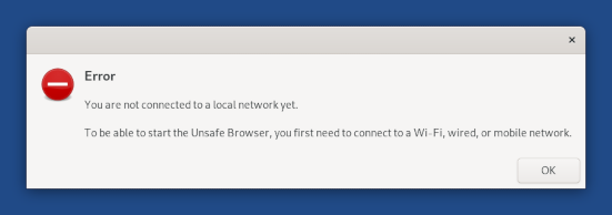 New error message: You are not connected to a local network yet.